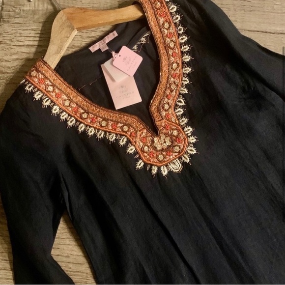 Calypso St. Barth Embellished Starlisa Linen Tunic. - Picture 4 of 8